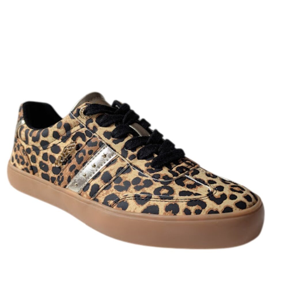 Guess Womens Leopard Print Lace-Up Low-Top Round Toe Sneakers Size 7 New w/o Box